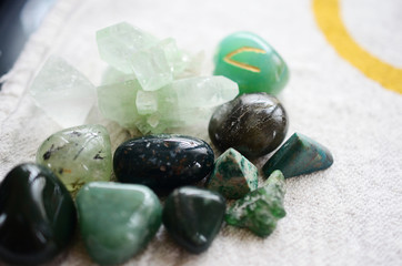 Lush green crystal collection, Green Quartz, Malachite, Peridot, Fluorite, rainforest jasper, and...