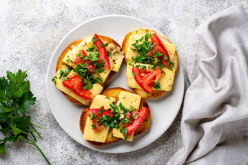 Grilled toast with tomato and cheese