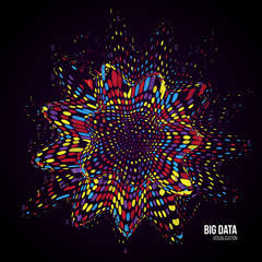 Big data visualization. Abstract background with dots array and binary code. Connection structure. Data array visual concept. Big data connection complex.