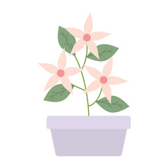 flowers and leafs garden in square ceramic pot decoration