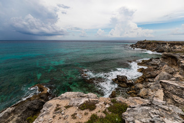 Isla Mujeres, Yucatan / Mexico - July, 23, 2019: Isla Mujers Beach Punta Sur