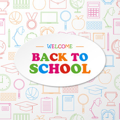Back to school doodles with text on white background, vector illustration