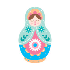 Cute colorful wood nesting doll, russian toy
