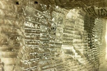 Wieliczka mine. Salt caves near Krakow. The passage inside the salt plates. Salt wall.