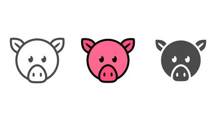 Pig head vector icon sign symbol