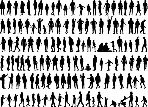 Large collection of silhouettes concept.