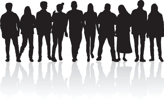 Group of people. Crowd of people silhouettes.