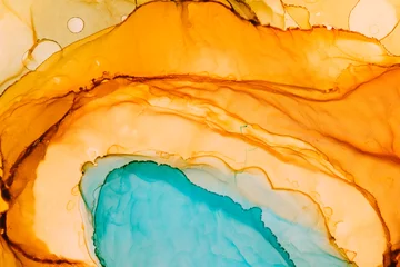 Orange und Türkis Aquarell Textur Hintergrund © Anastasiia Hevko