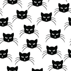 Fototapeta premium Vector illustrations of cartoons cat muzzle pattern seamless