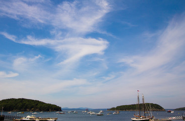Boats and Schoodic and Black Mountains, Bar Harbor, Maine
