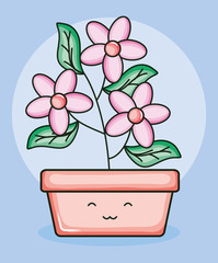 garden plant in square pot kawaii character