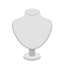 Plastic white necklace stand for jewelry. Cartoon vector mannequin, isolated on a white background.