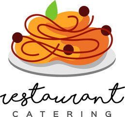 Bowl of Spaghetti and Meatballs Restaurant Catering Logo