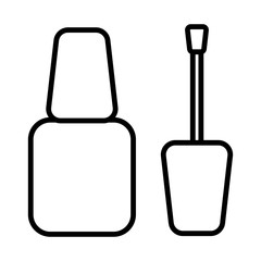 Black and white icon is a simple linear manicure of one of glamorous beautiful beauty nail polish, a cosmetic product intended for applying to the nails of the fingers and toes. Vector illustration