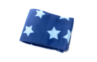Blue blanket for children on white background