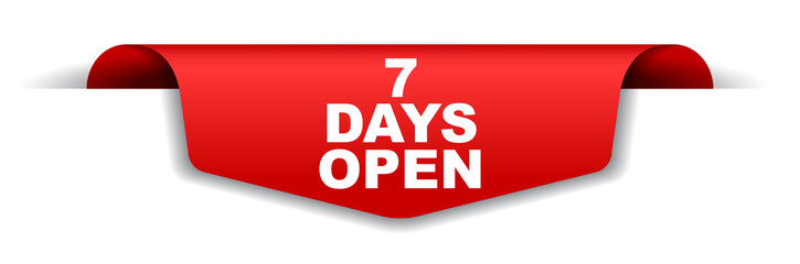 red vector banner seven days open
