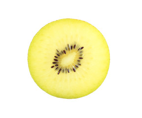 sliced kiwi fruit on white background