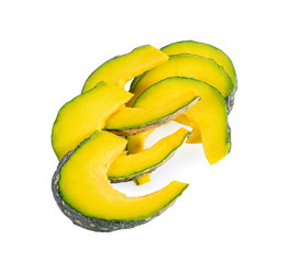 Pumpkin slice on white background