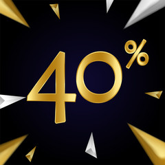 sale percentage for discount and promotion in gold and silver color