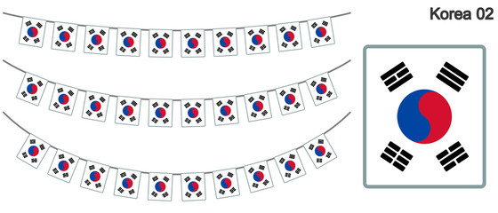 韓国の国旗のガーラーンド　ベクターデータ（bunting garland）