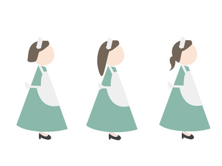 黄緑色制服のウェイトレスさん