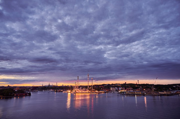 Obraz na płótnie Canvas Gröna lund the amusement park in Stockholm at sunset
