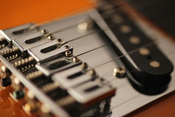 Fototapeta na wymiar close up macro of an electric telecaster guitar