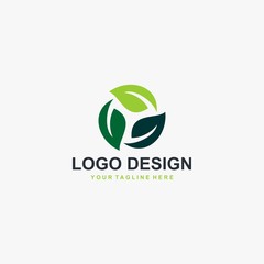 Green leaf logo design vector. Plant abstract illustration symbol. Circle leaves vector icons. 