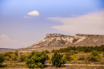 White rock in the Crimea. White rock Sights of Crimea. High rock Rocky mountain