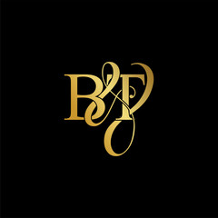 Initial letter B & T BT luxury art vector mark logo, gold color on black background.