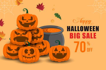 halloween big sale banner background vector