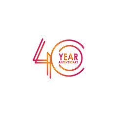40 Year Anniversary Celebration Vector Template Design Illustration