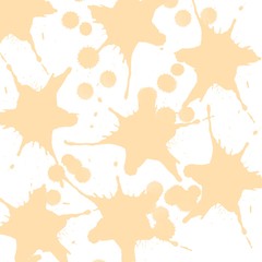 White abstract background with light orange splashes. Colorful pattern for fabric, design, fashion, print, textile. Merry spots, blots. Holi colors festival motifs. Nice print for spring,summer,autumn