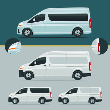 Luxury Passenger and Courier Van Illustration Vector 