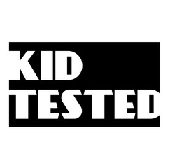 KID TESTED stamp on white background