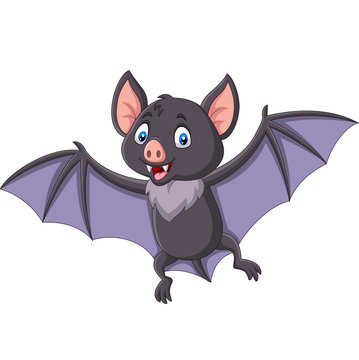 Cartoon bat flying isolated on white background