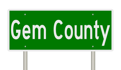 Rendering of a green highway sign for Gem County Idaho