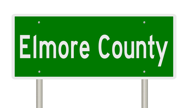 Rendering of a green highway sign for Elmore County Idaho