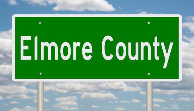 Rendering of a green highway sign for Elmore County Idaho