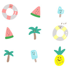 夏っぽい素材　表情付き