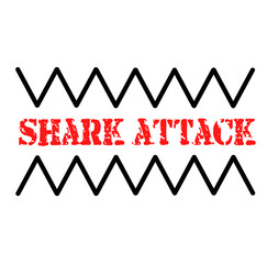 SHARK ATTACK stamp on white background