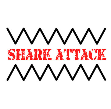 SHARK ATTACK stamp on white background