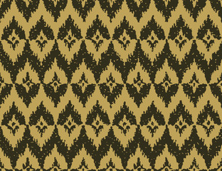 Seamless kraft paper brown and black grunge ikat vintage textile pattern vector