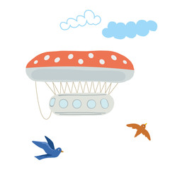 Hotair balloon simple illustration on white background