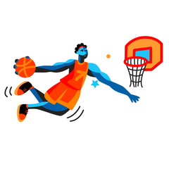 Basketball player simple illustration on white background