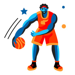 Basketball player simple illustration on white background
