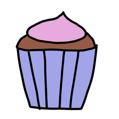 Cupcake simple illustration on white background