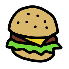 Hamburger simple illustration on white background