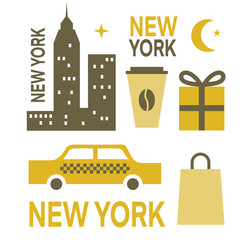 New York pattern simple illustration on white background