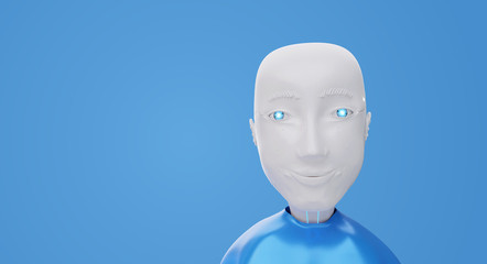 one friendly robot looking 3d-illustration